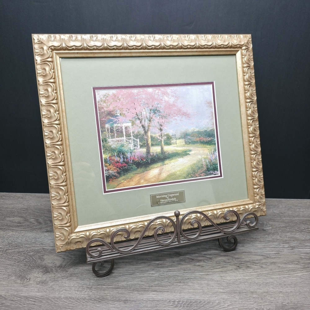 Thomas Kinkade Morning Dogwood Framed Matted Art Print 18x16 Home Interiors